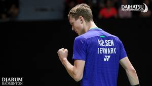 Selebrasi Viktor Axelsen (Denmark).