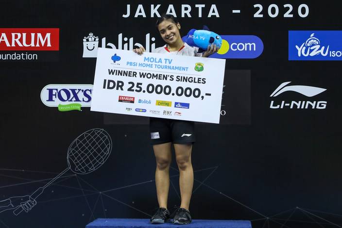 Gregoria Mariska Tunjung juara tunggal putri Mola TV PBSI Home Tournament.