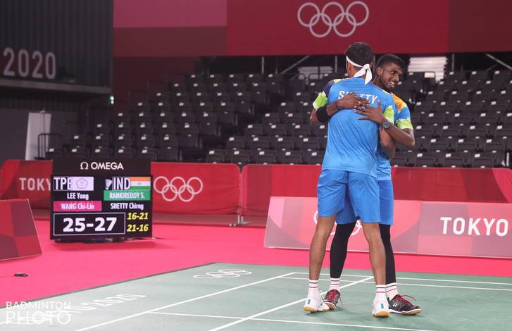 Selebrasi kemenangan Chirag Shetty/Satwiksairaj Rankireddy (India). (Foto: BADMINTONPHOTO - Yves Lacroix)