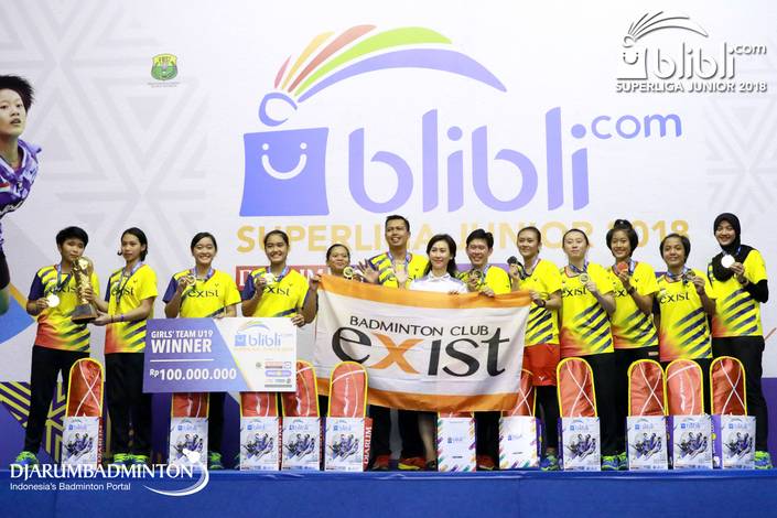 Tim beregu putri U-19 PB Exist Jakarta juara Blibli Superliga Junior 2018.