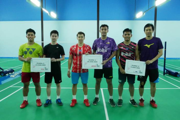 (Dari Kiri) Amri Syahnawi/Kevin Sanjaya Sukamuljo, Marcus Fernaldi Gideon/Bagas Maulana dan Pramudya Kusumawardana/Hendra Setiawan.