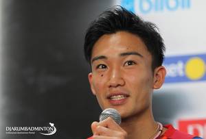 Kento Momota berbicara sesaat sebelum terbang ke Finlandia.