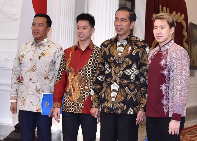 Imam Nahrawi, Kevin Sanjaya, Joko Widodo, Marcus F. Gideon