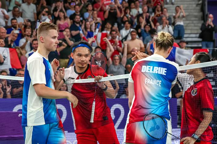 Thom Gicquel/Delphine Rue & Rinov Rivaldy/Pitha Haningtyas Mentari (PBSI/Badmintonphoto/Mikael Ropars)