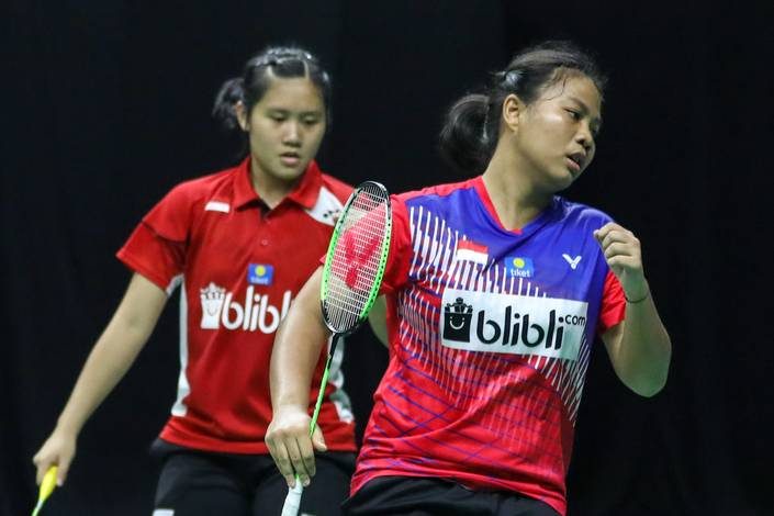 Selebrasi Jesita Putri Miantoro/Lanny Tria Mayasari.