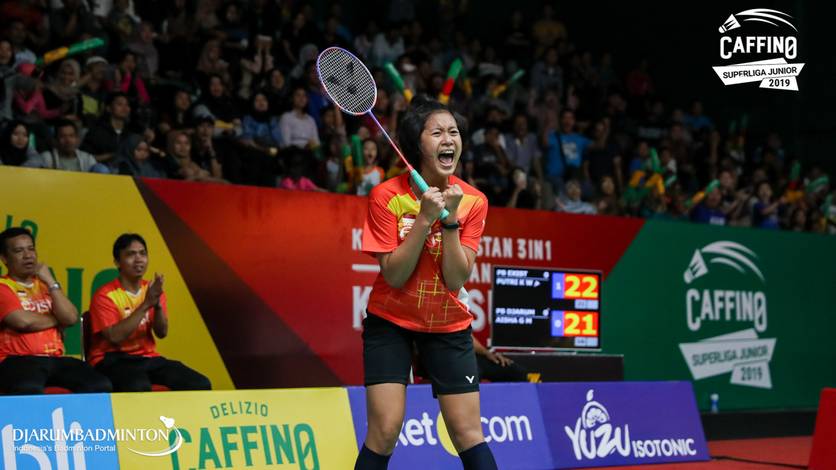 Selebrasi kemenangan Putri Kusuma Wardani (Indonesia).