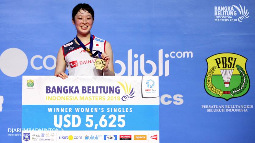 Minatsu Mitani (JPN) juara tunggal putri Bangka Belitung Indonesia Masters 2018 BWF Tour Super 100.