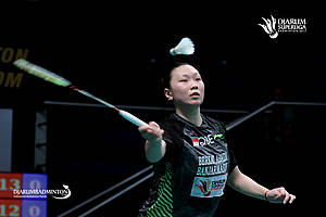 Zhang Beiwen saat memperkuat PB Berkat Abadi di kejuaraan beregu putri Djarum Superliga badminton 2017 lalu.