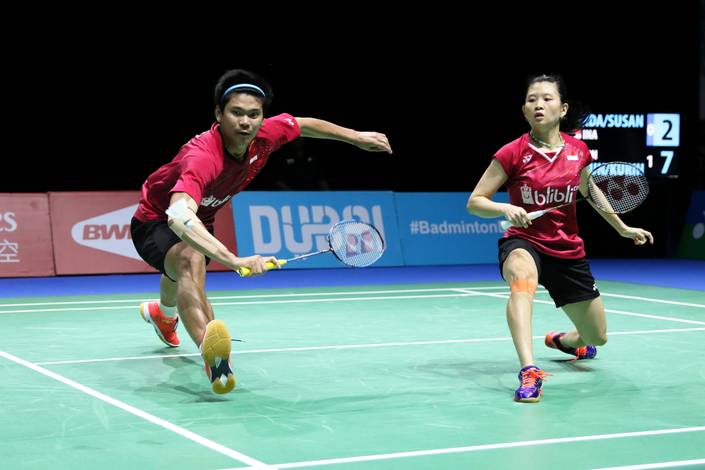 Praveen Jordan/Debby Susanto di Laga Ketiga Dubai Superseries Finals 2017. (foto: PBSI)