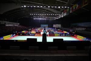 Arena pertandingan Indonesia International Challenge 2024 di Jatim Expo (Humas PP PBSI)