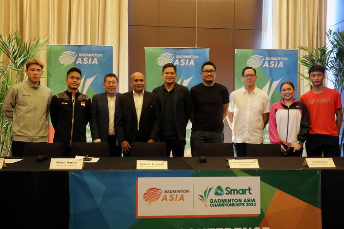 Sesi jumpa pers jelang perhelatan Kejuaraan Bulu Tangkis Asia 2022 di Manila, Filipina (Humas PP PBSI)