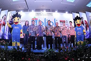 Para Narasumber Yang Hadir Pada Acara Konferensi Pers Blibli Indonesia Open 2018 di Fairmont Hotel, Jakarta