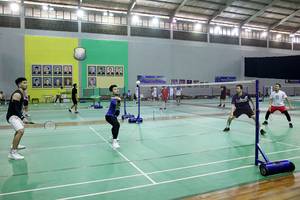 Suasana latihan skuad ganda putra di pelatnas PP PBSI (Djarum Badminton)