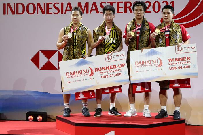 Kevin Sanjaya Sukamuljo/Marcus Fernaldi Gideon dan Takuro Hoki/Yugo Kobayashi (Humas PP PBSI)