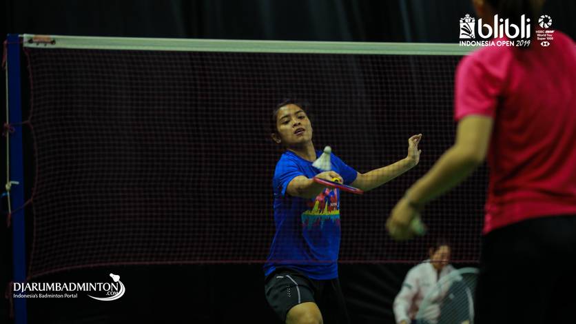 Tunggal putri Indonesia, Gregoria Mariska Tunjung saat menjalani latihan.