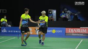 Amalia Cahaya Pratiwi/Apriyani Rahayu saat berlaga di ajang Mola TV PBSI Thomas & Uber Cup Simulation 2020.