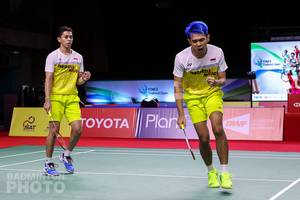 Selebrasi kemenangan Fajar Alfian/Muhammad Rian Ardianto (Indonesia). (Copyright: Badmintonphoto | Courtesy of BWF)