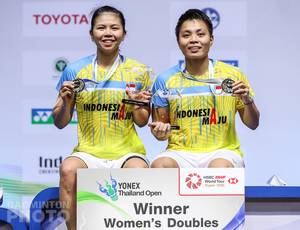 Ganda putri Indonesia, Greysia Polii/Apriyani Rahayu juara Yonex Thailand Open 2020 BWF World Tour Super 1000. (Copyright: Badmintonphoto | Courtesy of BWF)