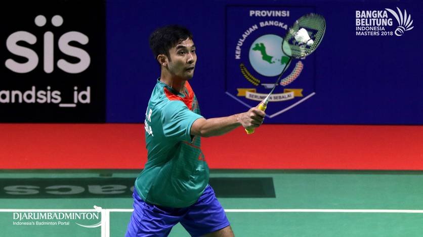 Riyanto Subagja (PB Djarum Kudus) saat tampil di Bangka Belitung Indonesia Masters 2018 BWF Tour Super 100.