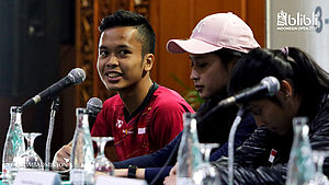 Anthony Sinisuka Ginting di Konferensi Pers Blibli Indonesia Open 2018