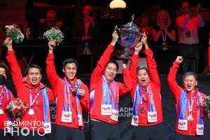 Tim bulu tangkis Indonesia meraih gelar juara Piala Thomas 2020 (Badminton Photo/Yohan Nonotte)