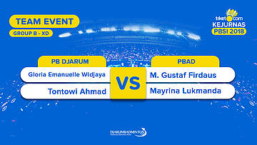 Divisi 1 - Group B | XD | Gloria/Tontowi (PB Djarum) VS Gustaf/Mayrina (PBAD)